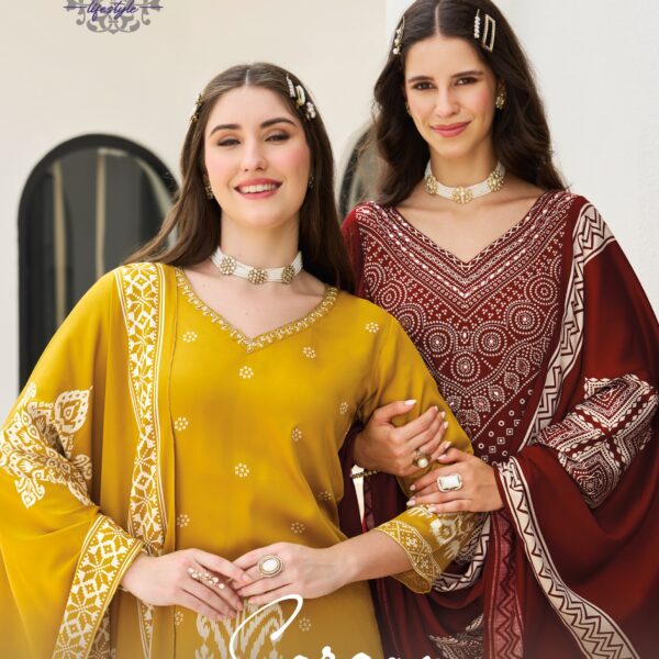 Radhika Lifestyle Sargam Vol-1 – Gajji Silk Kurti Palazzo with Dupatta | Wholesale & Export