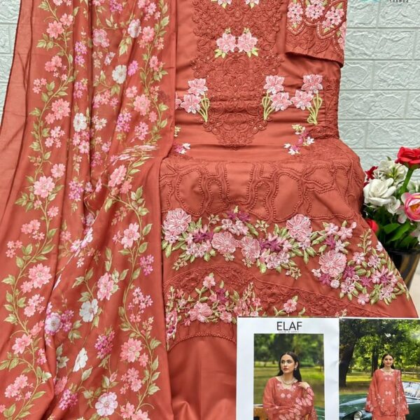Saniya Trendznx Elaf Premium Cotton Chikankari Embroidered Suit 7217 – Wholesale Supplier