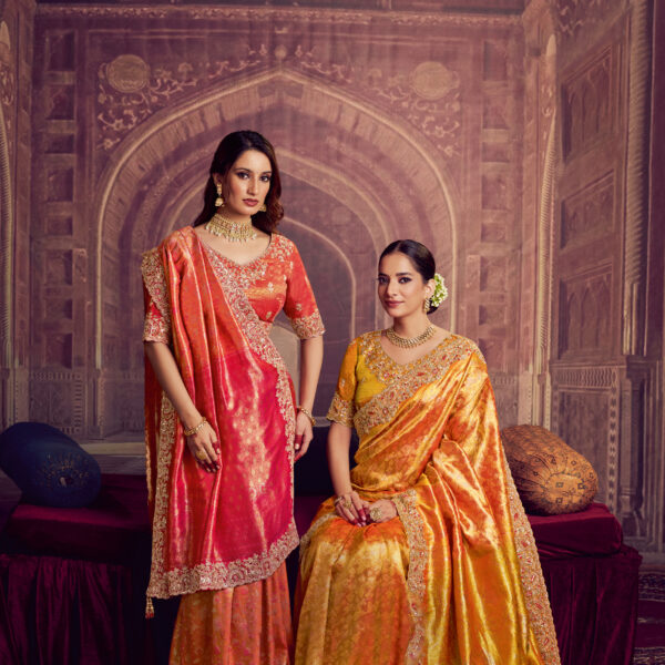Mahotsav Mohmanthan Aaradhya 26100 Premium Designer Kanjivaram Zari Silk & Georgette Saree Collection | Wholesale & Export