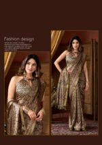 GOBUNI Samaira Ajrak printed saree with Jacquard border and Jhallar