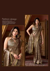 GOBUNI Samaira Ajrak printed saree with Jacquard border and Jhallar