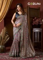 Buy GOBUNI Samaira designer Ajrak printed saree online