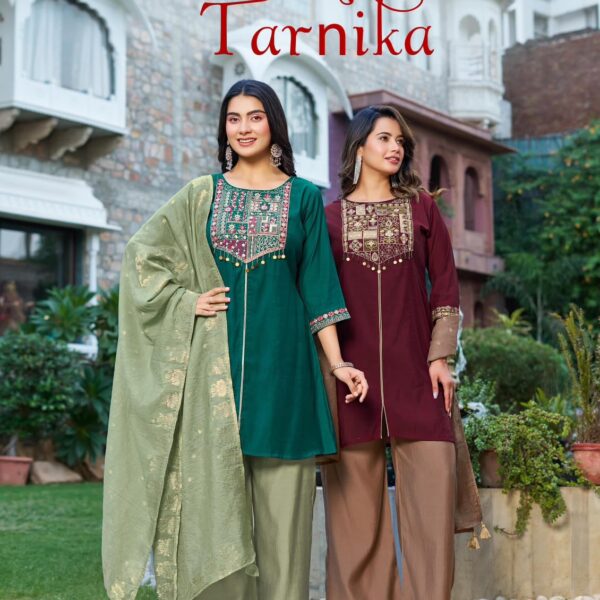 KADLEE Tarnika Vol-4 Roman Silk 3 Piece Suit Set with Handwork & Muslin Jacquard Dupatta