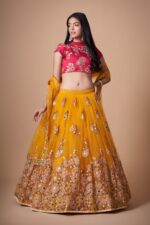 Mustard yellow designer lehenga choli for wedding wear