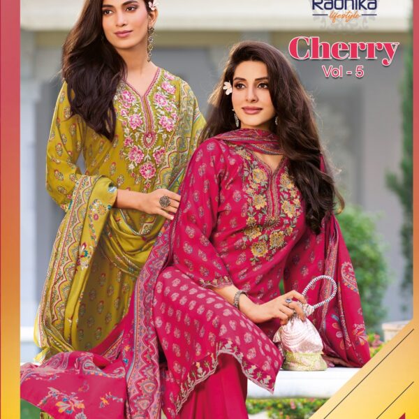 Radhika Lifestyle Cherry Vol 5 Modal Printed Embroidered 3 Piece Suit Wholesale
