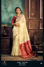 Cream Kanoi Paithani Saree with Maroon Pallu